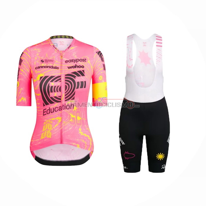 2024 Abbigliamento Ciclismo Donne EF Education Rosa Manica Corta e Salopette